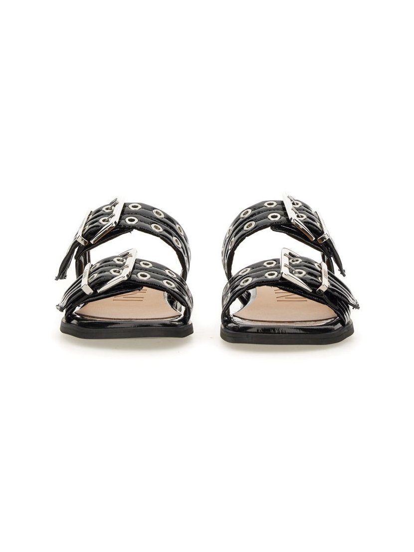 Ganni Bio-Based Polyurethane Buckle Sandal — Black, view 5