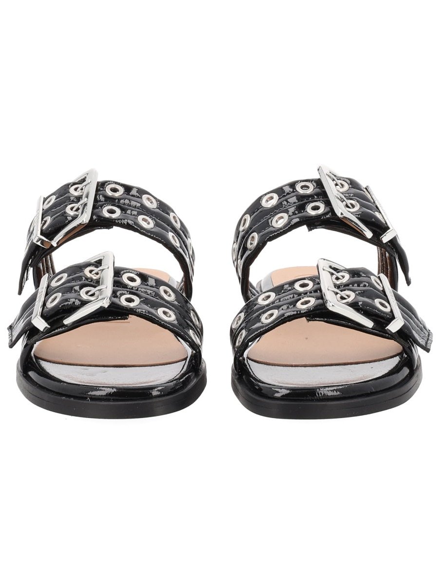 Ganni Bio-Based Polyurethane Buckle Sandal — Black, view 7