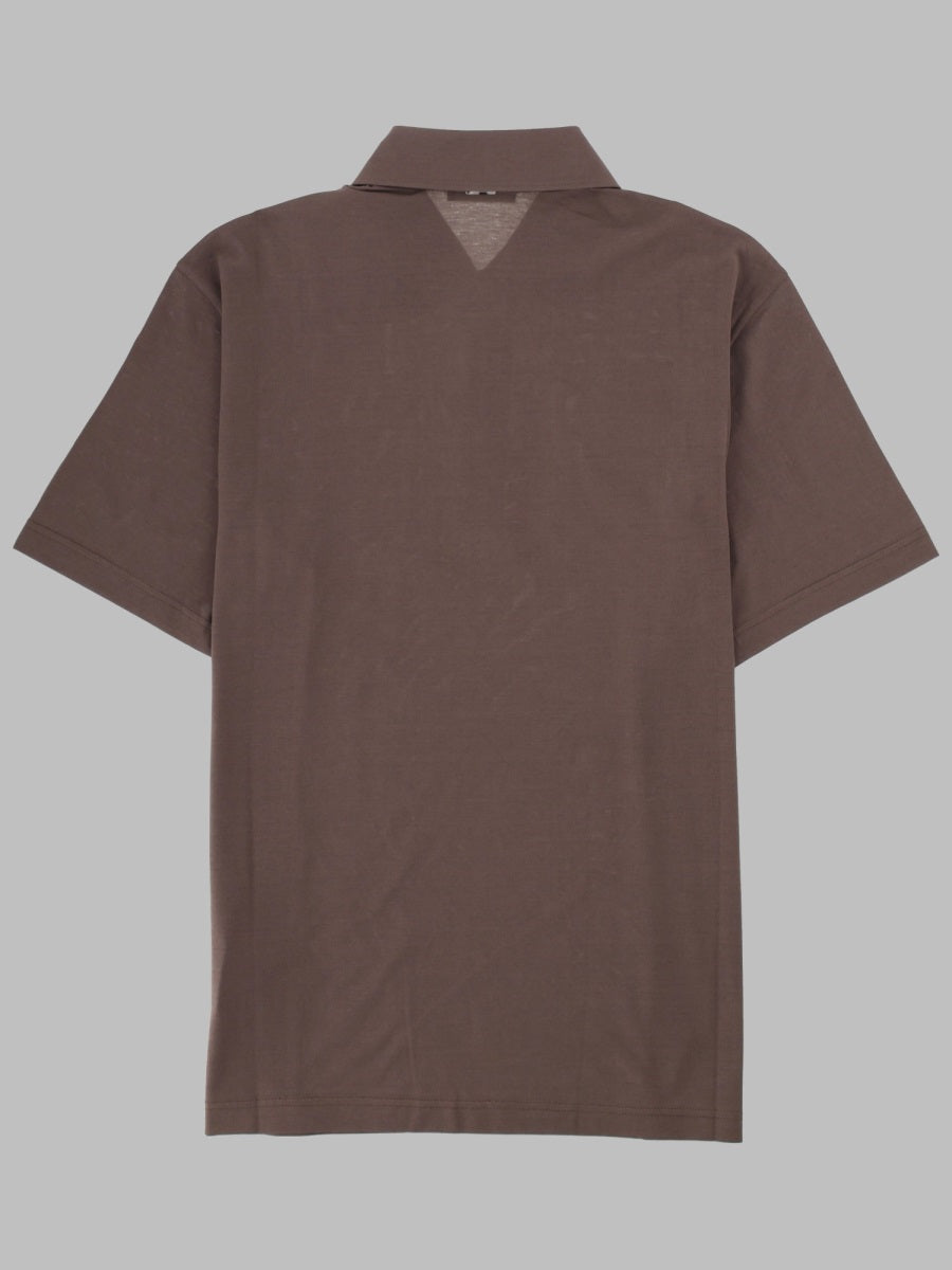 Herno Cotton Polo Shirt — Brown, view 2