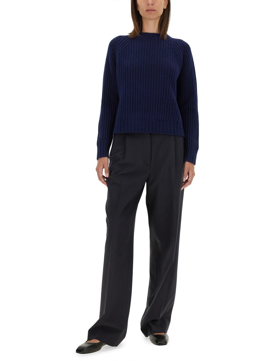 Aspesi Virgin Wool Blend Trousers — Blue, view 3