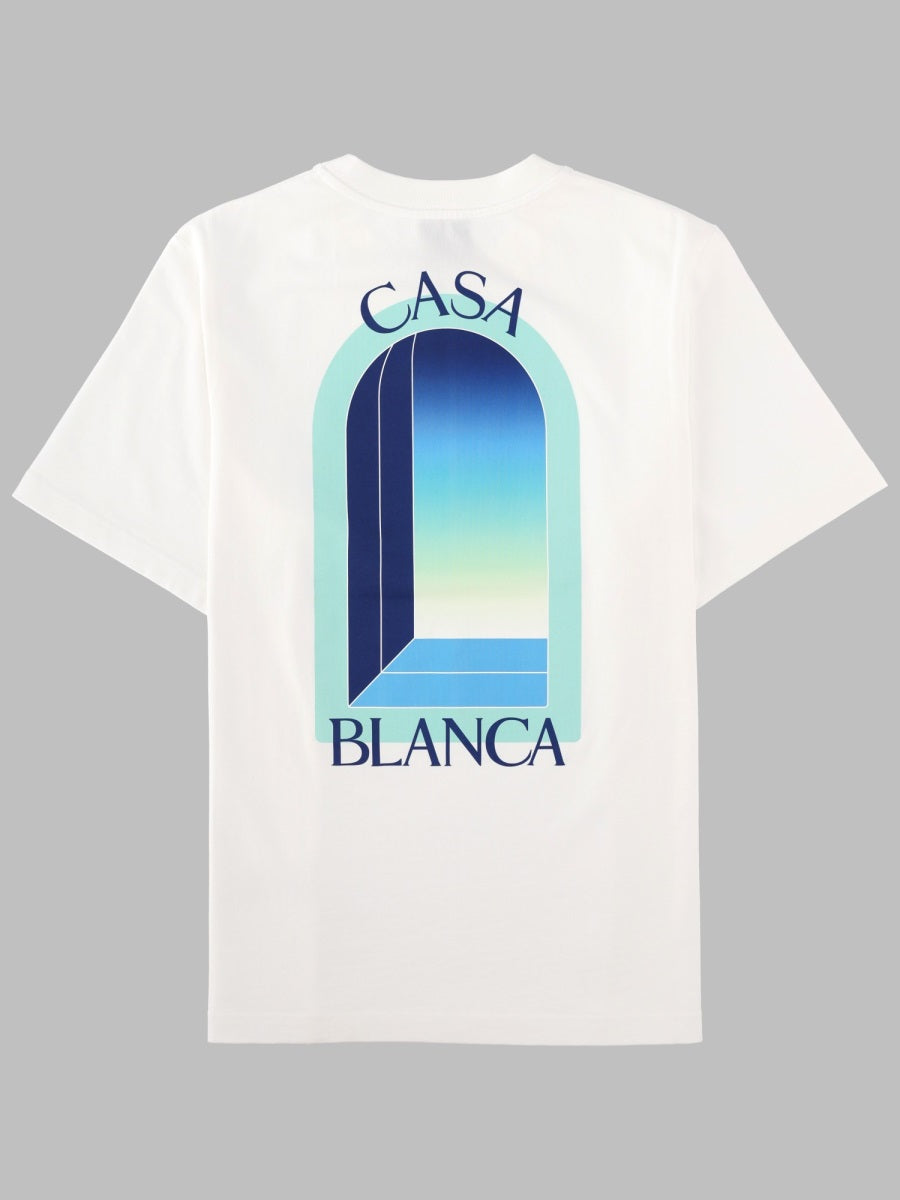 Casablanca Biological Cotton with Gradient Arch Print T-Shirt — White, view 2