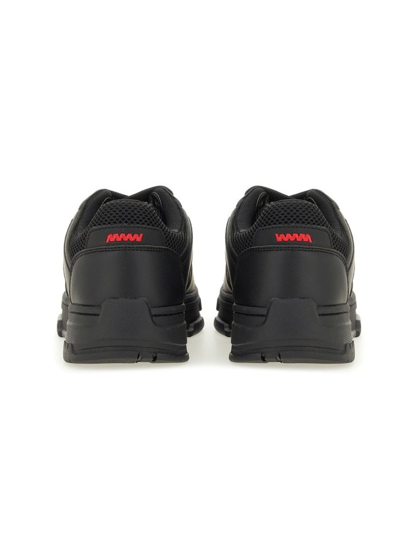 Hugo Mesh-Detailed Sneakers — Black, view 2