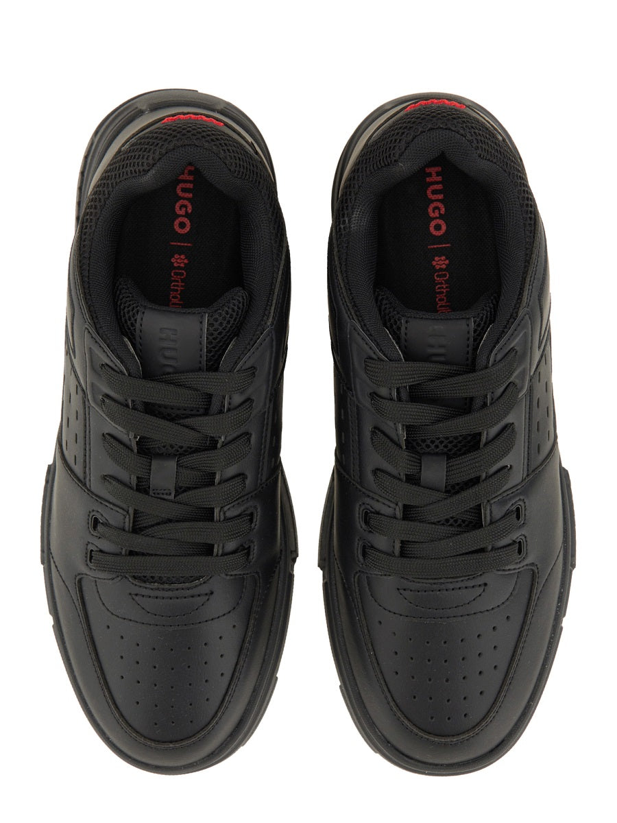 Hugo Mesh-Detailed Sneakers — Black, view 6