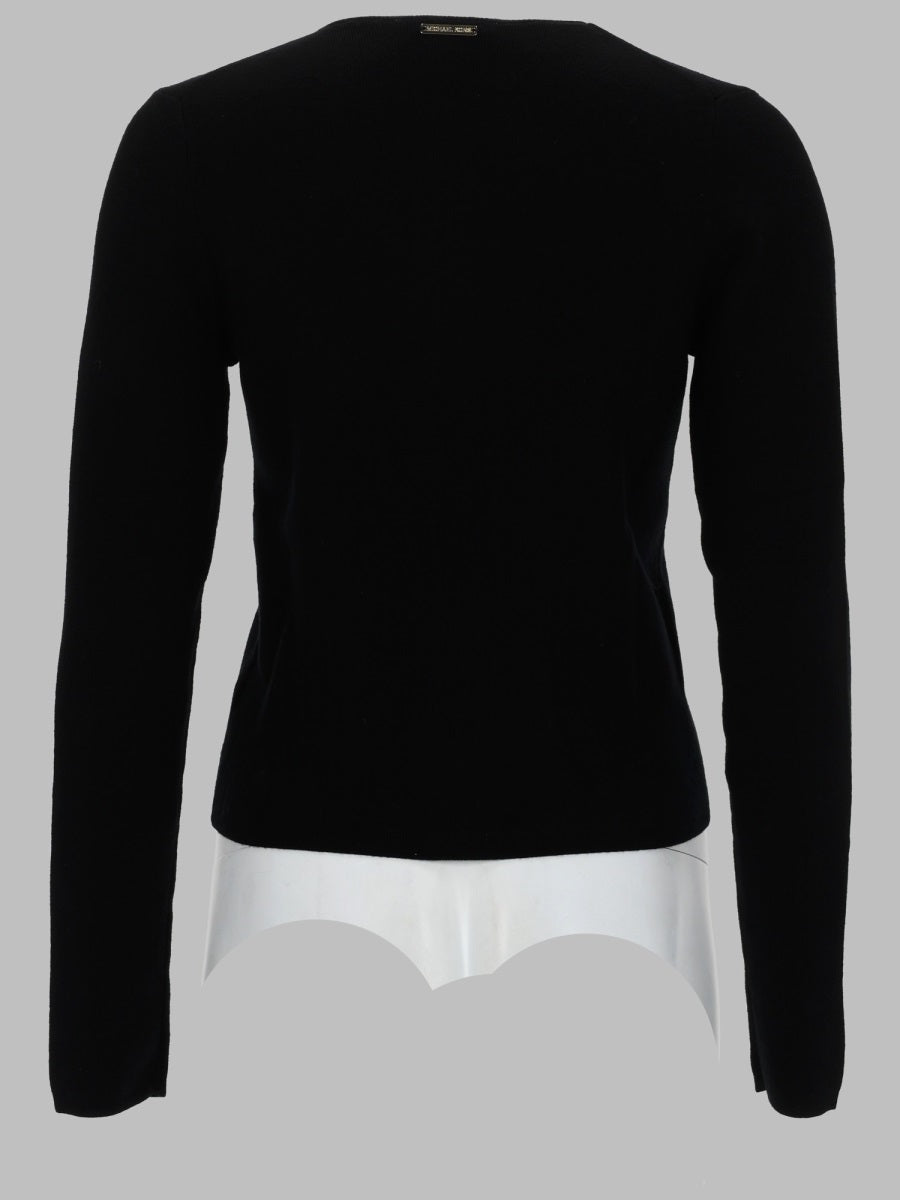 Michael Michael Kors Wool-Blend Cardigan — Black, view 2