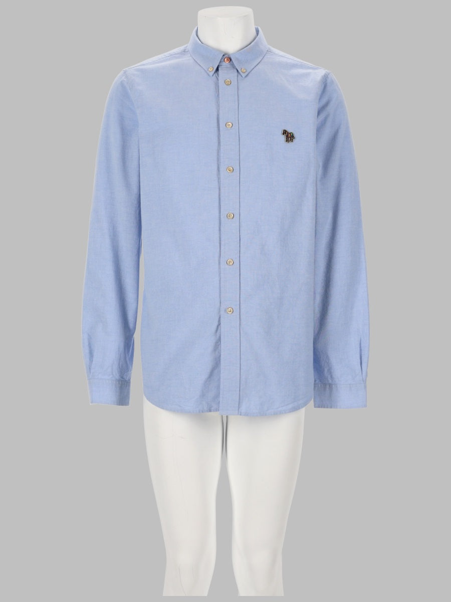 Ps Paul Smith Zebra-Patch Organic Cotton Shirt — Blue by Ps Paul Smith