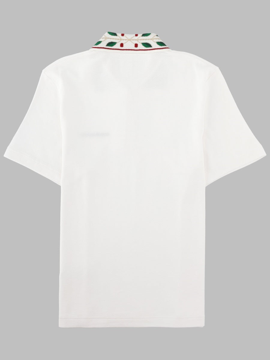Casablanca Laurel Polo Shirt — White, view 2