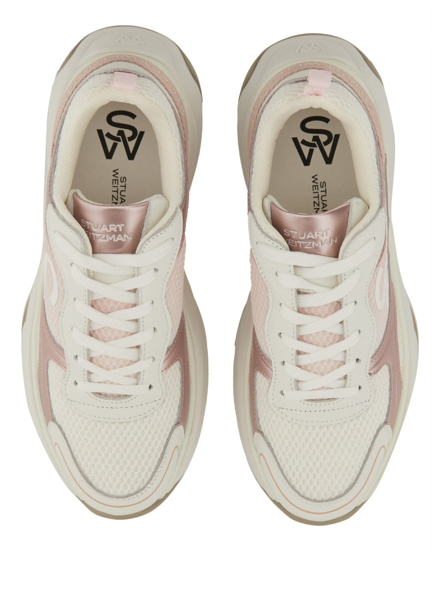 Stuart Weitzman Polyester & Calf Leather Sneaker — Pink, view 6