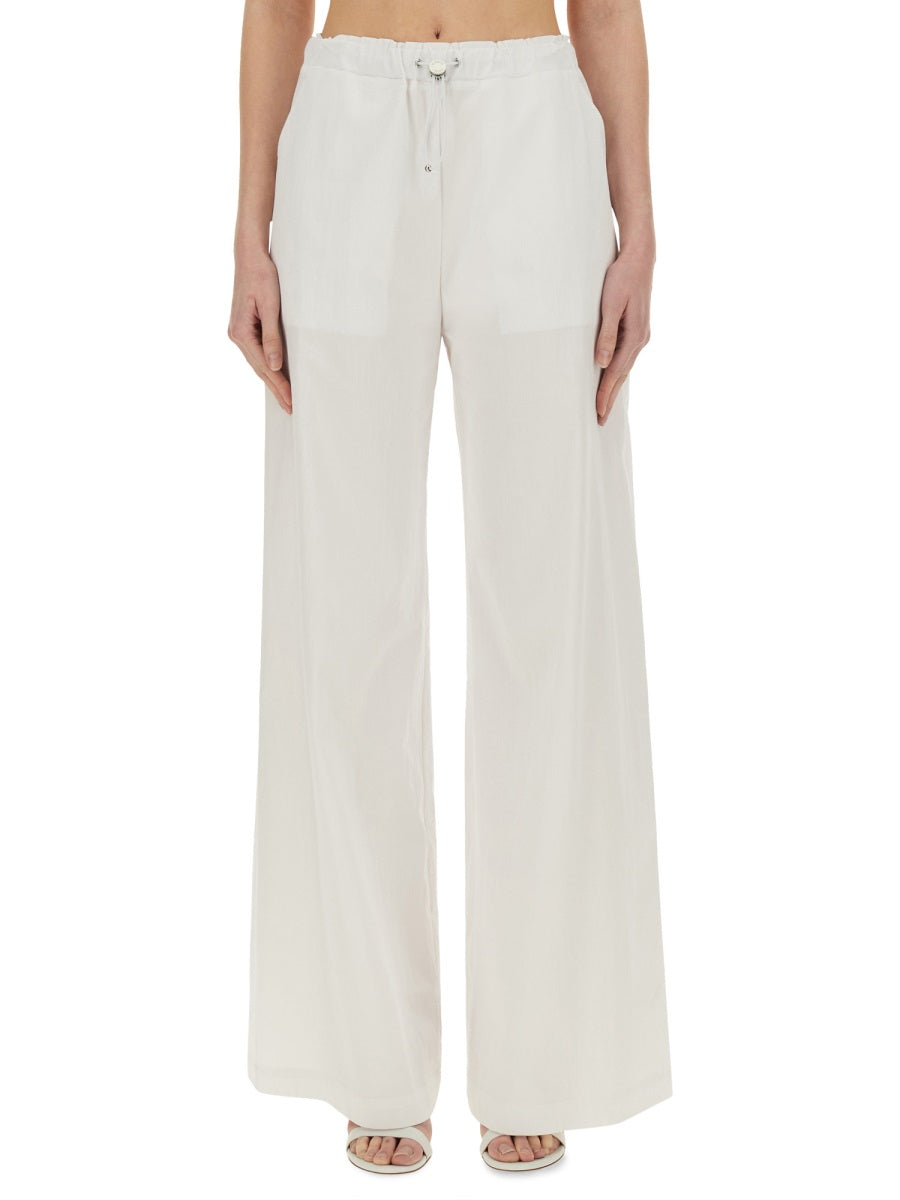 Moschino Wide Leg Cotton Trousers — White, view 2