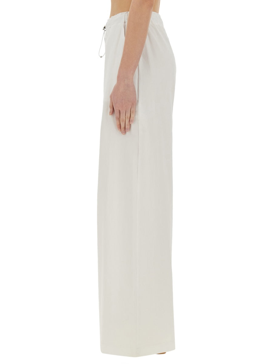 Moschino Wide Leg Cotton Trousers — White, view 4