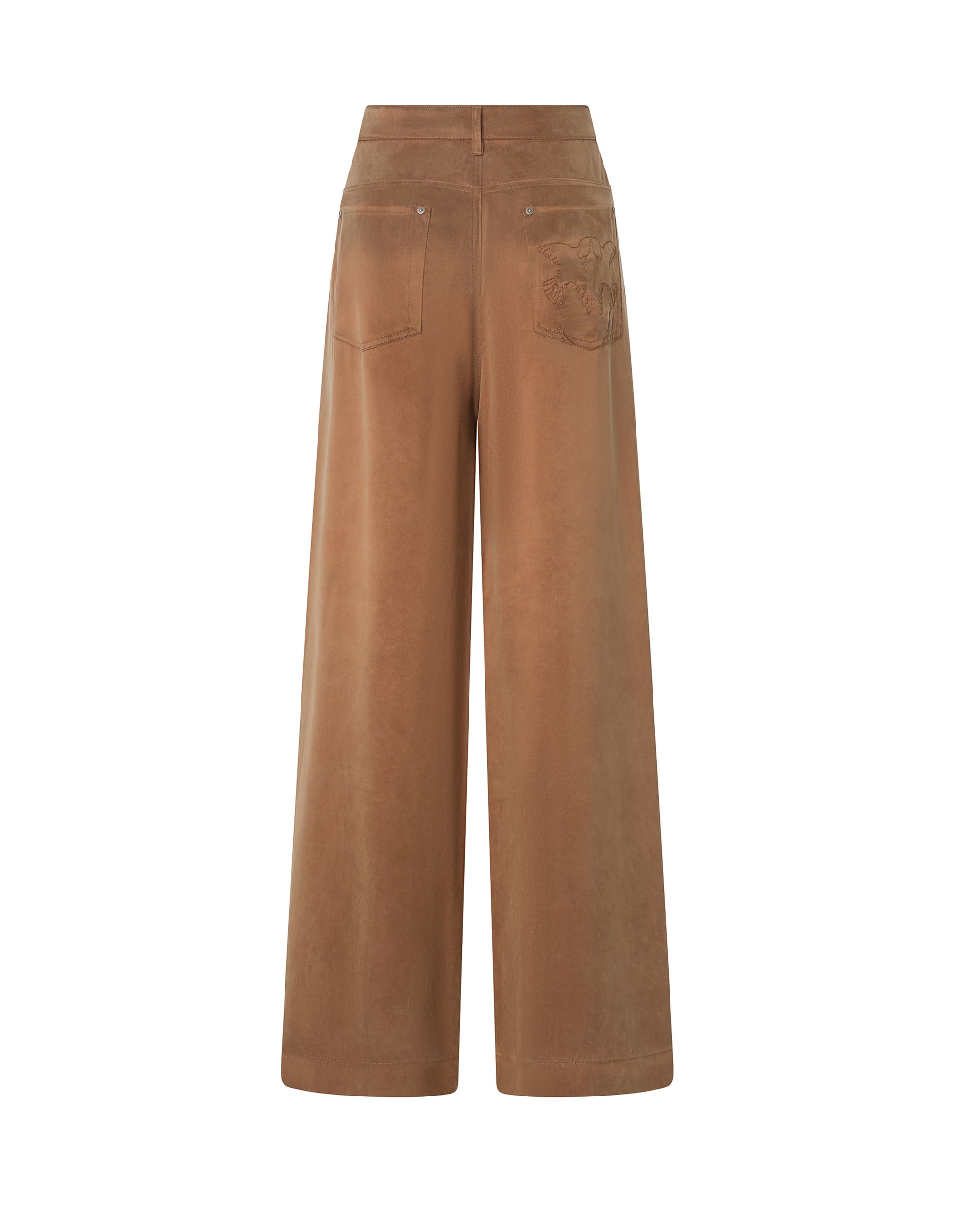 Pinko Cupro-Viscose Palazzo Trousers — Brown, view 2