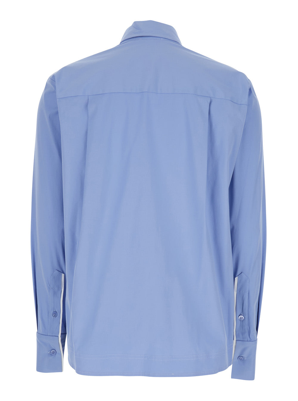 Semicouture Classic Collar Stretch Cotton Shirt — Blue, view 2