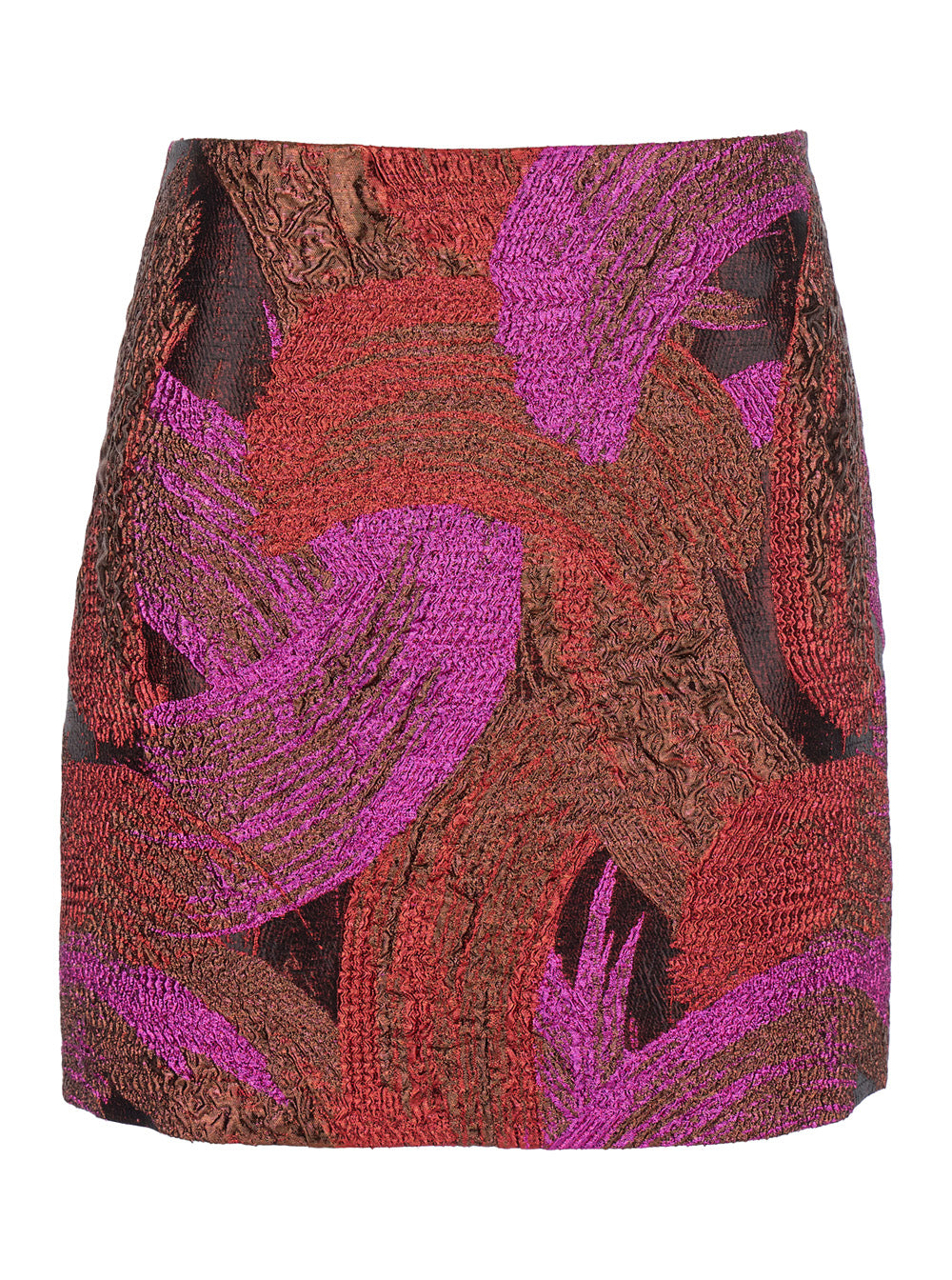 Leplain Broccato Motif Metallic Mini Skirt — Purple by Leplain