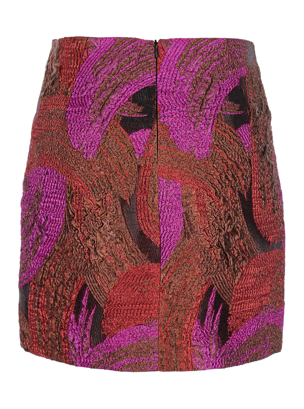 Leplain Broccato Motif Metallic Mini Skirt — Purple, view 2