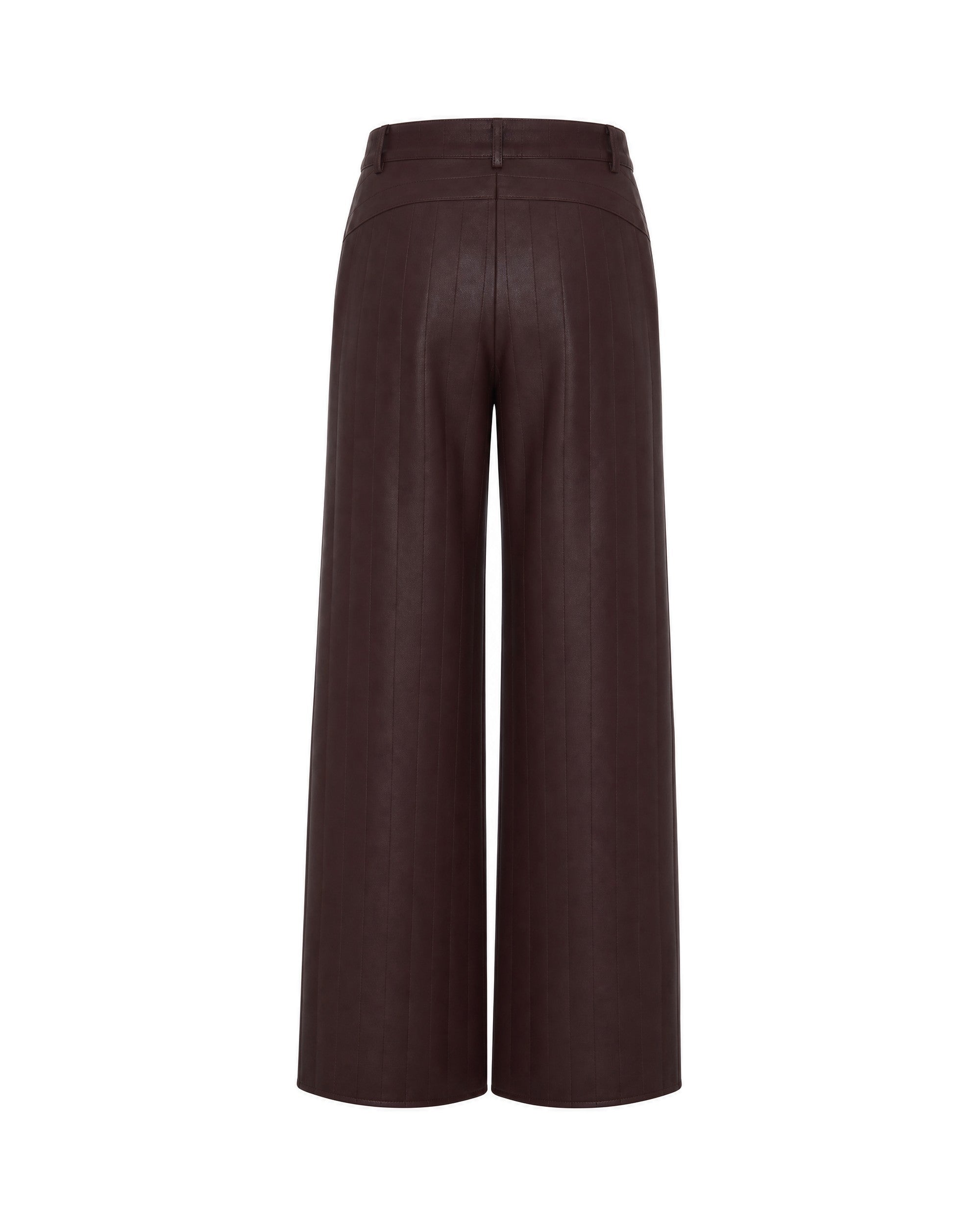 Patrizia Pepe Faux-Leather Wide-Leg Trousers — Brown, view 2