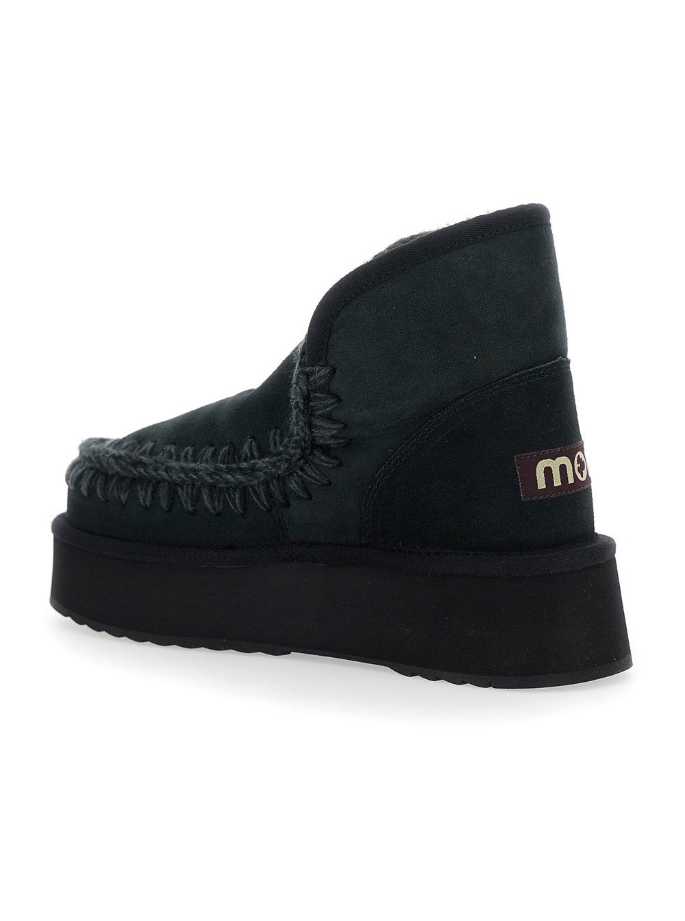 Mou Suede Sheepskin Ankle Boot — Black, view 3
