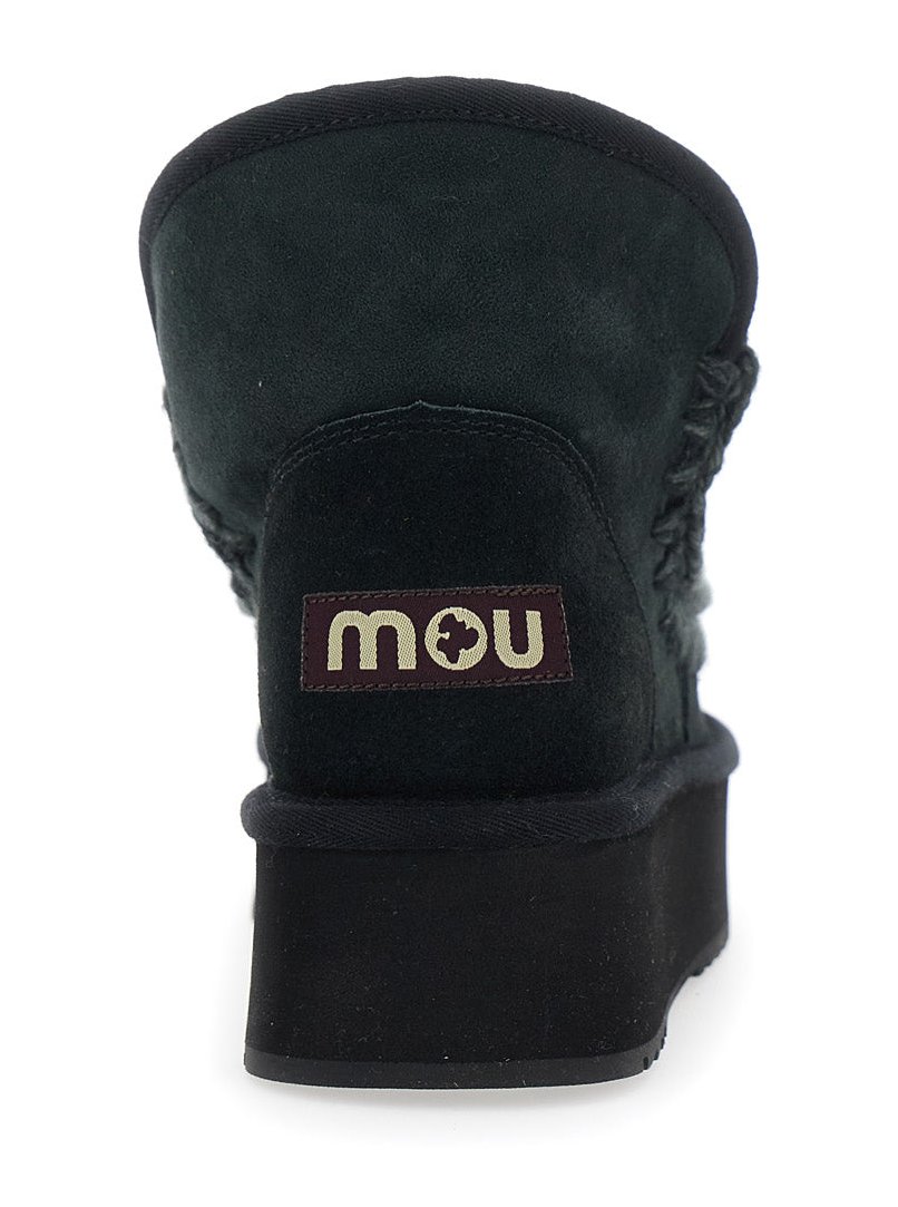 Mou Suede Sheepskin Ankle Boot — Black, view 5