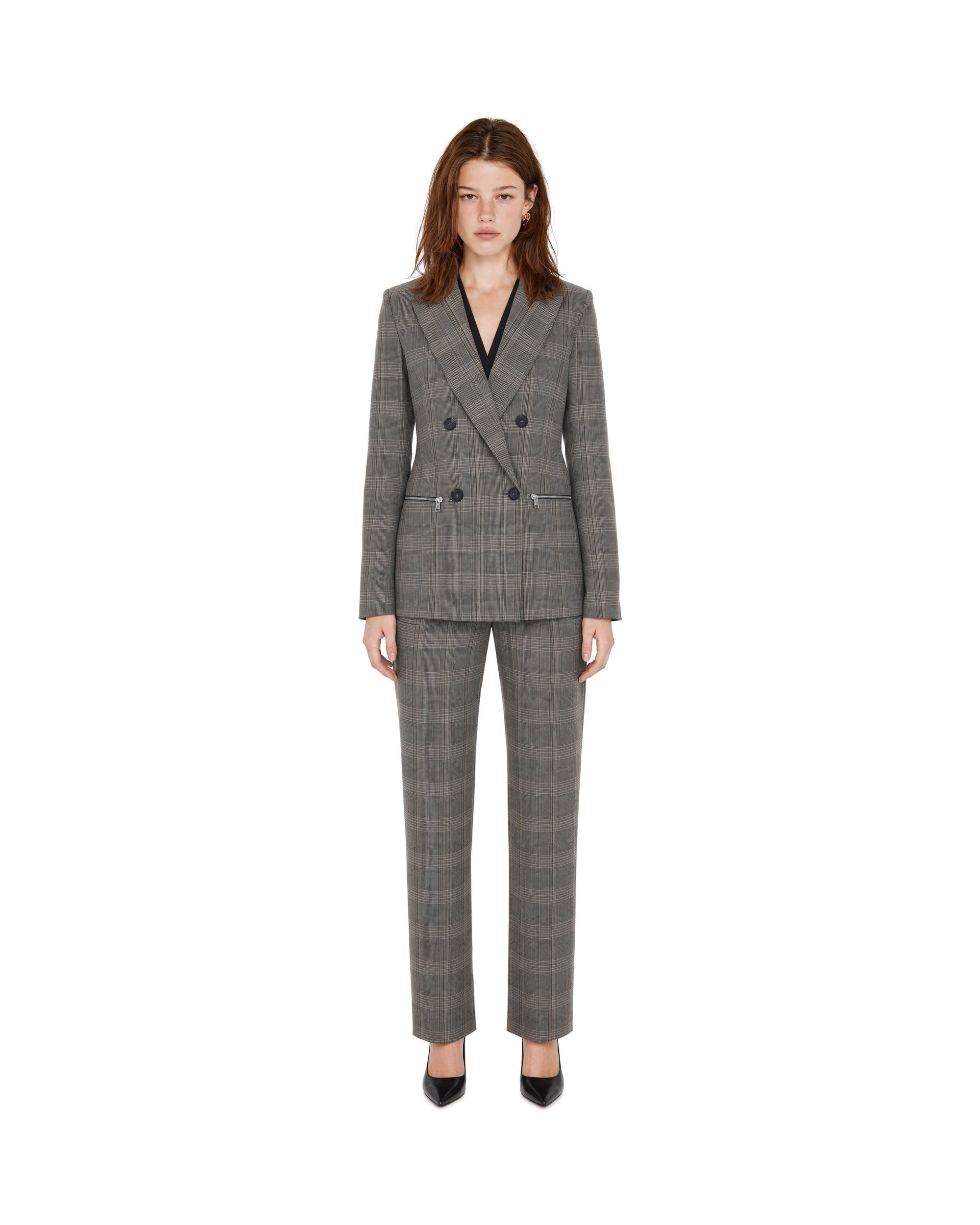 Patrizia Pepe Prince of Wales Check Trousers — Brown, view 3