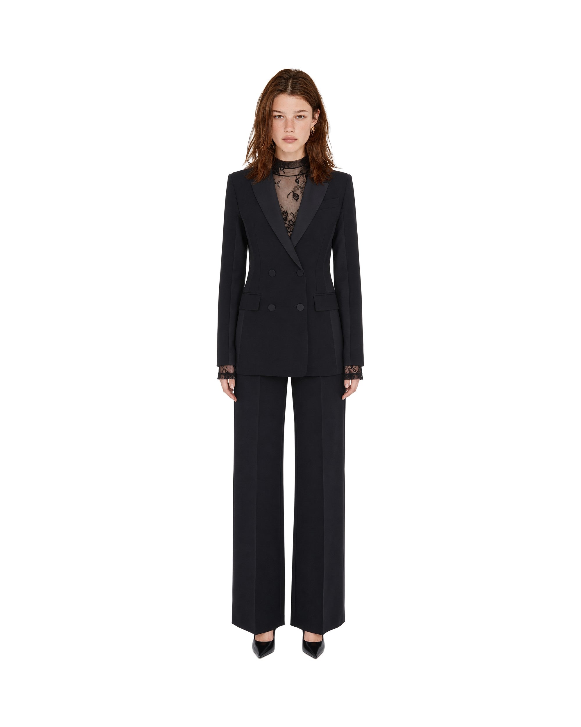 Patrizia Pepe Tailored High-Waist Trousers — Black, view 3