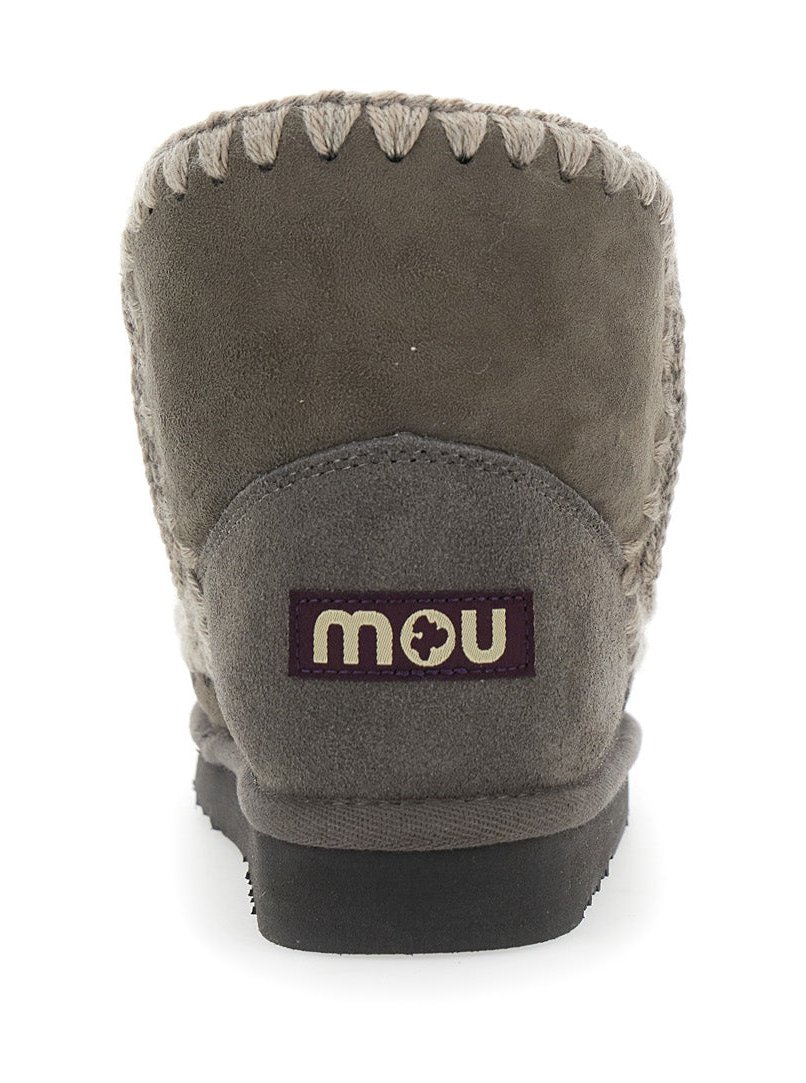 Mou Crochet-Trimmed Suede Ankle Boot — Gray, view 5