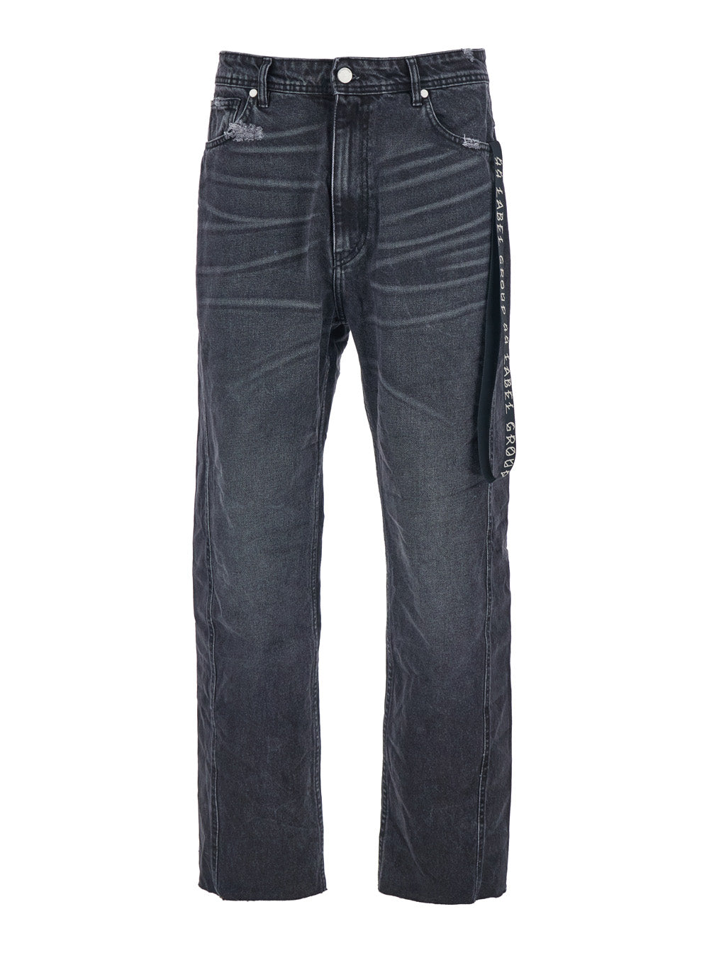 44 Label Group Logo Patch and Side Strap Jeans — Black by 44 Label Group