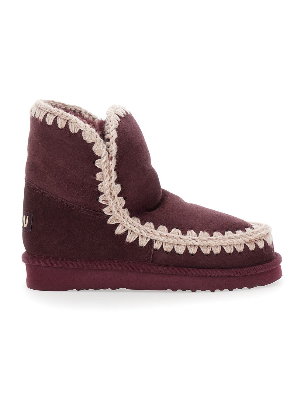 Mou Suede Crochet-Trimmed Boot — Bordeaux by Mou
