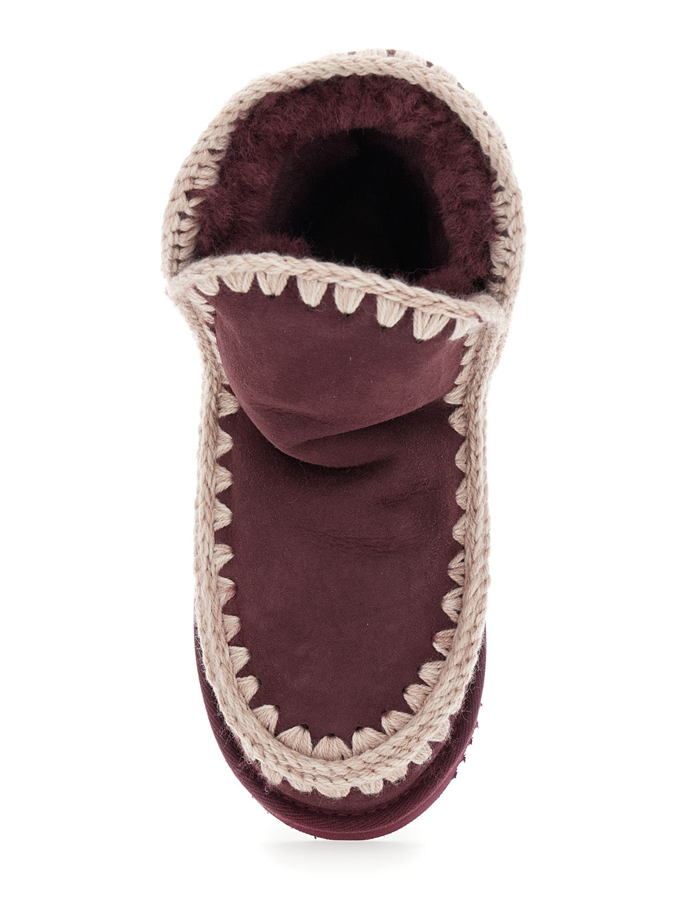Mou Suede Crochet-Trimmed Boot — Bordeaux, view 4