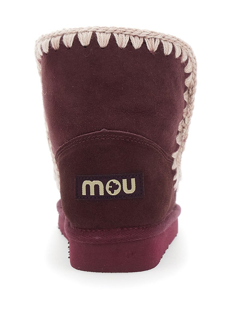 Mou Suede Crochet-Trimmed Boot — Bordeaux, view 5