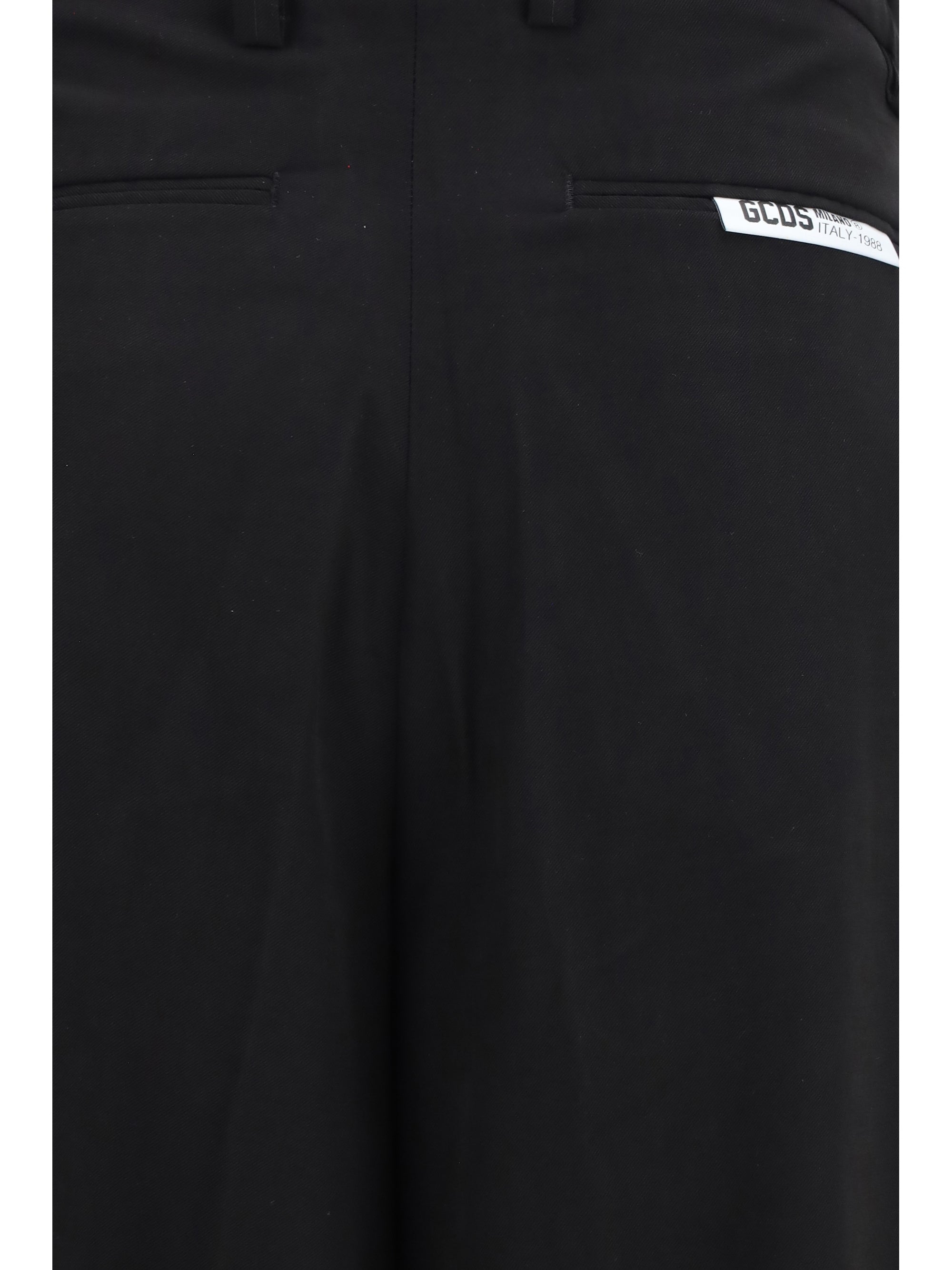 GCDS Wide-Leg Tailored Viscose Trousers — Black, view 2