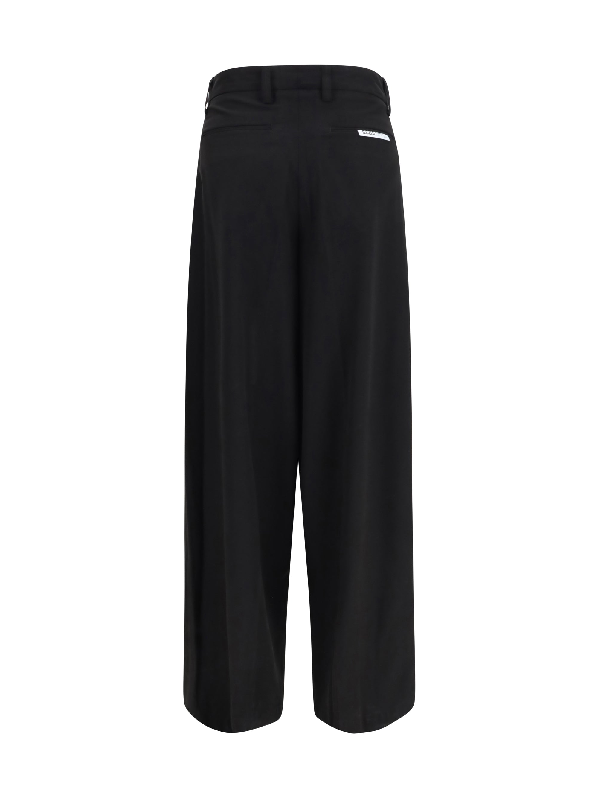 GCDS Wide-Leg Tailored Viscose Trousers — Black, view 3