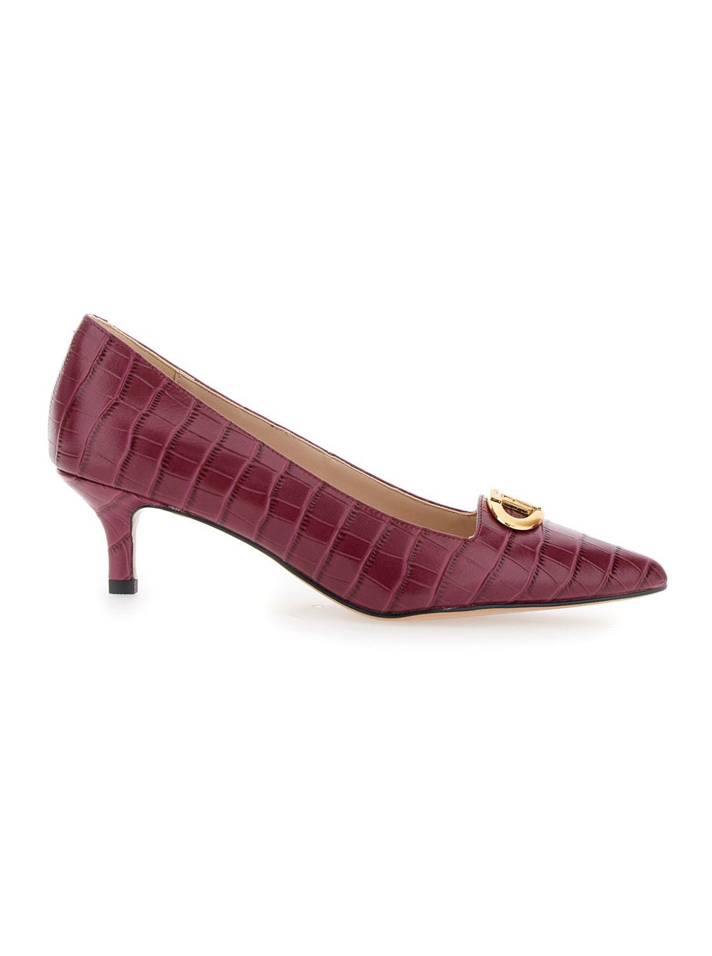 Twinset Crocodile-Embossed Leather Heel — Burgundy by Twinset