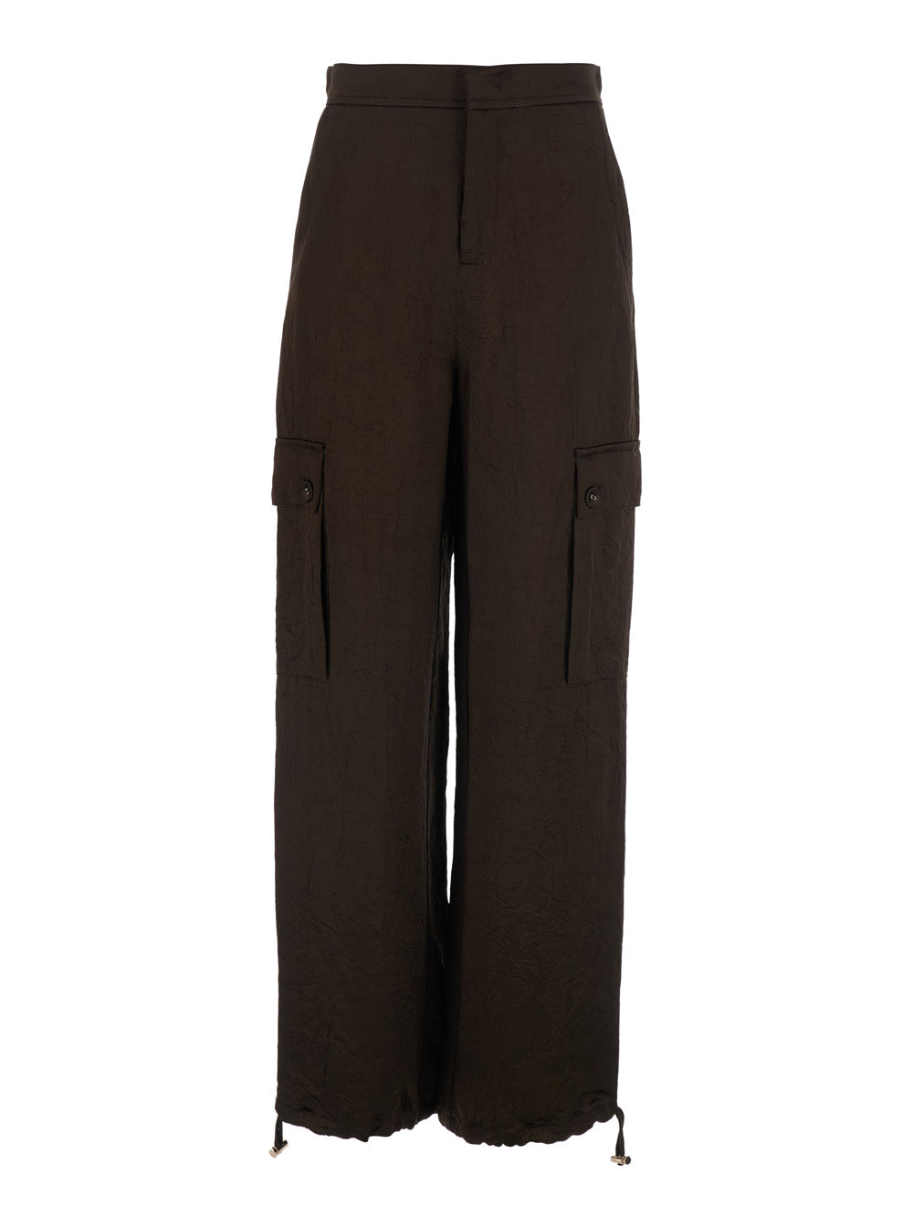 Twinset Tech Fabric Acetate Cargo Pants — Brown by Twinset
