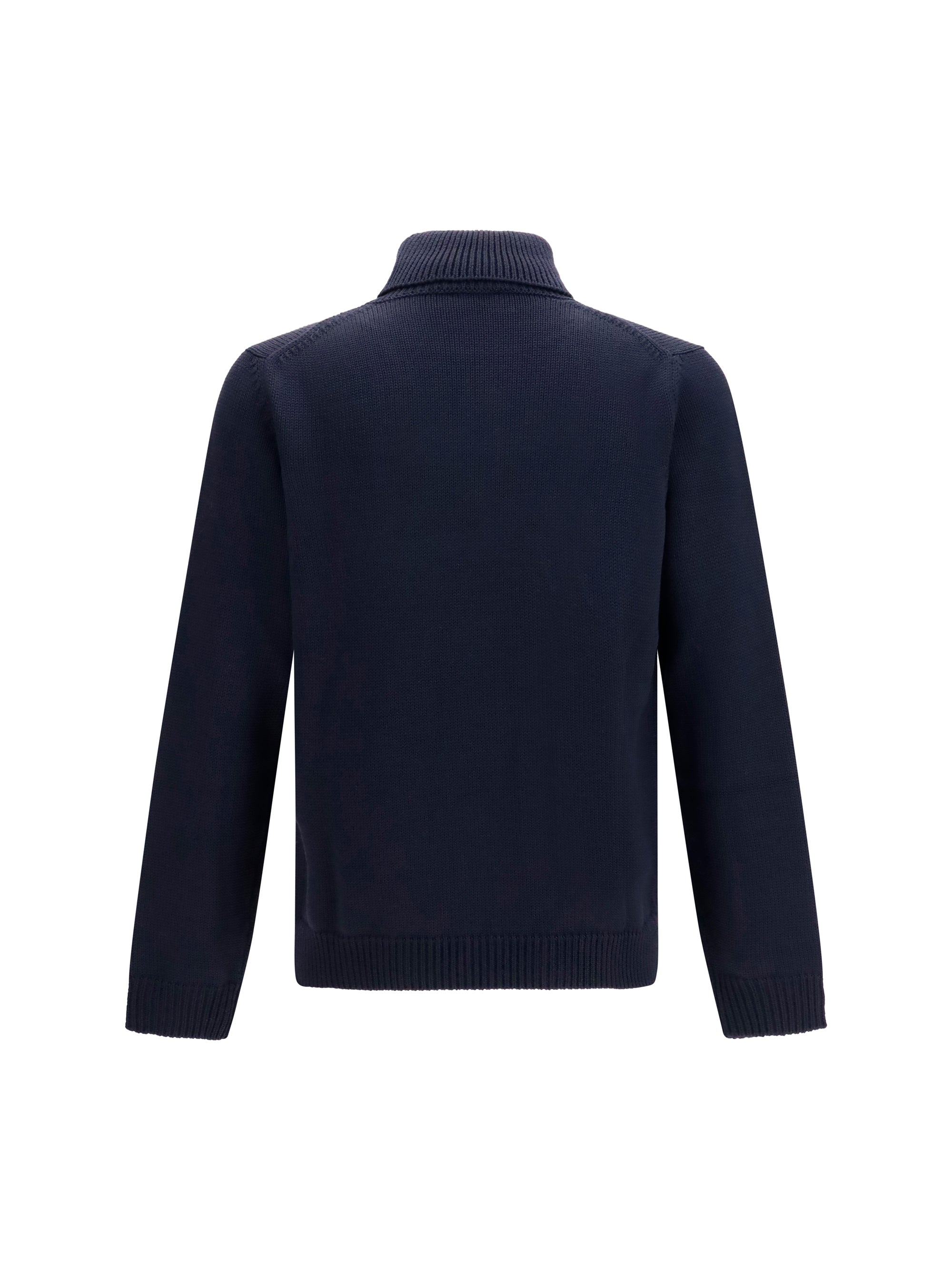 Roberto Collina Merino Wool Turtleneck Sweater — Blue, view 2