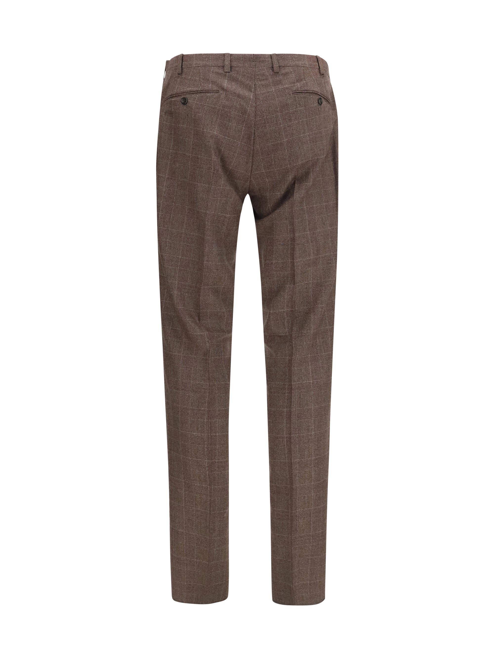 Germano 1952 Tone-on-Tone Checked Wool Trousers — Brown, view 2