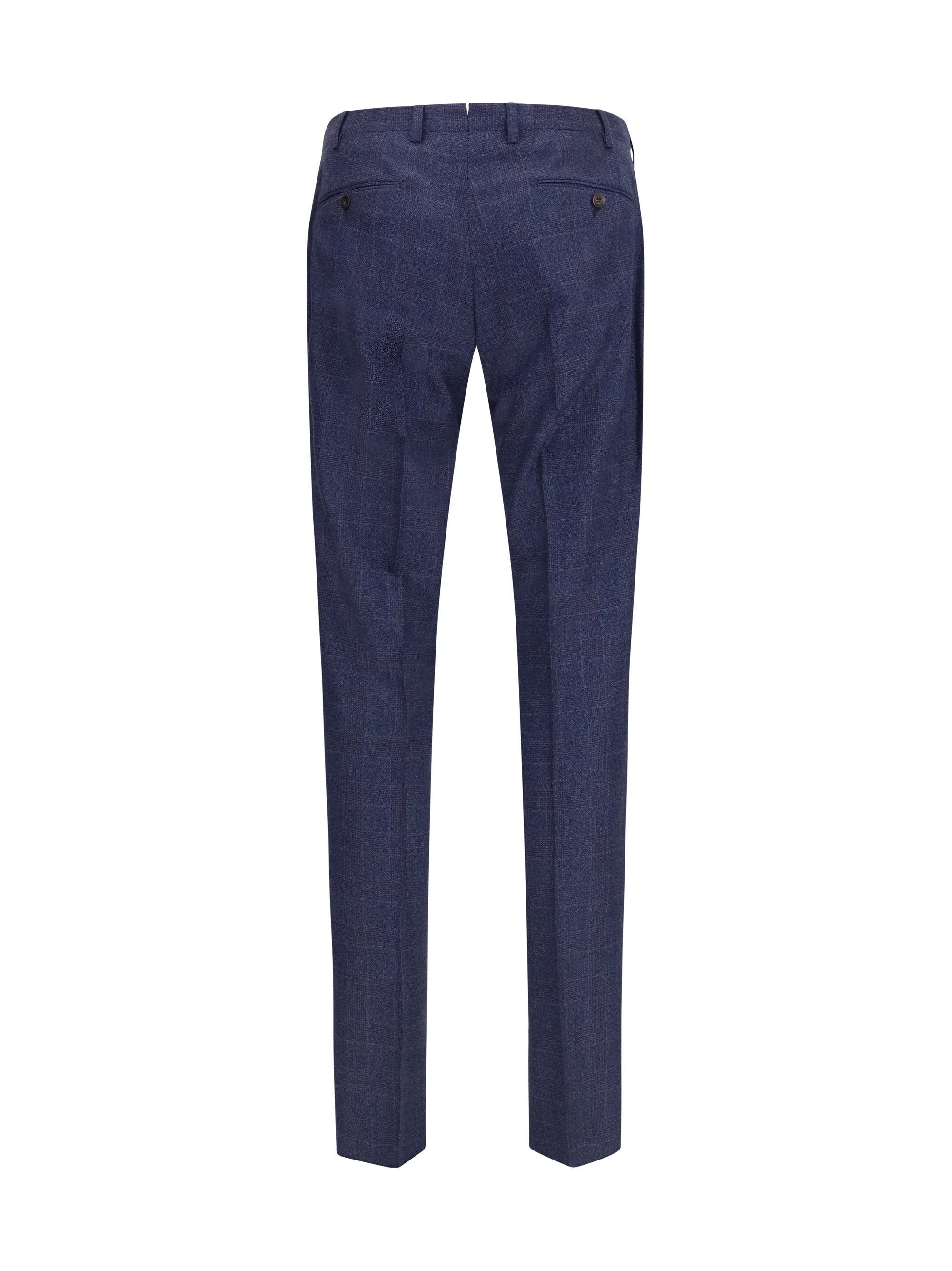 Germano 1952 Tone-on-Tone Checked Wool Trousers — Blue, view 2