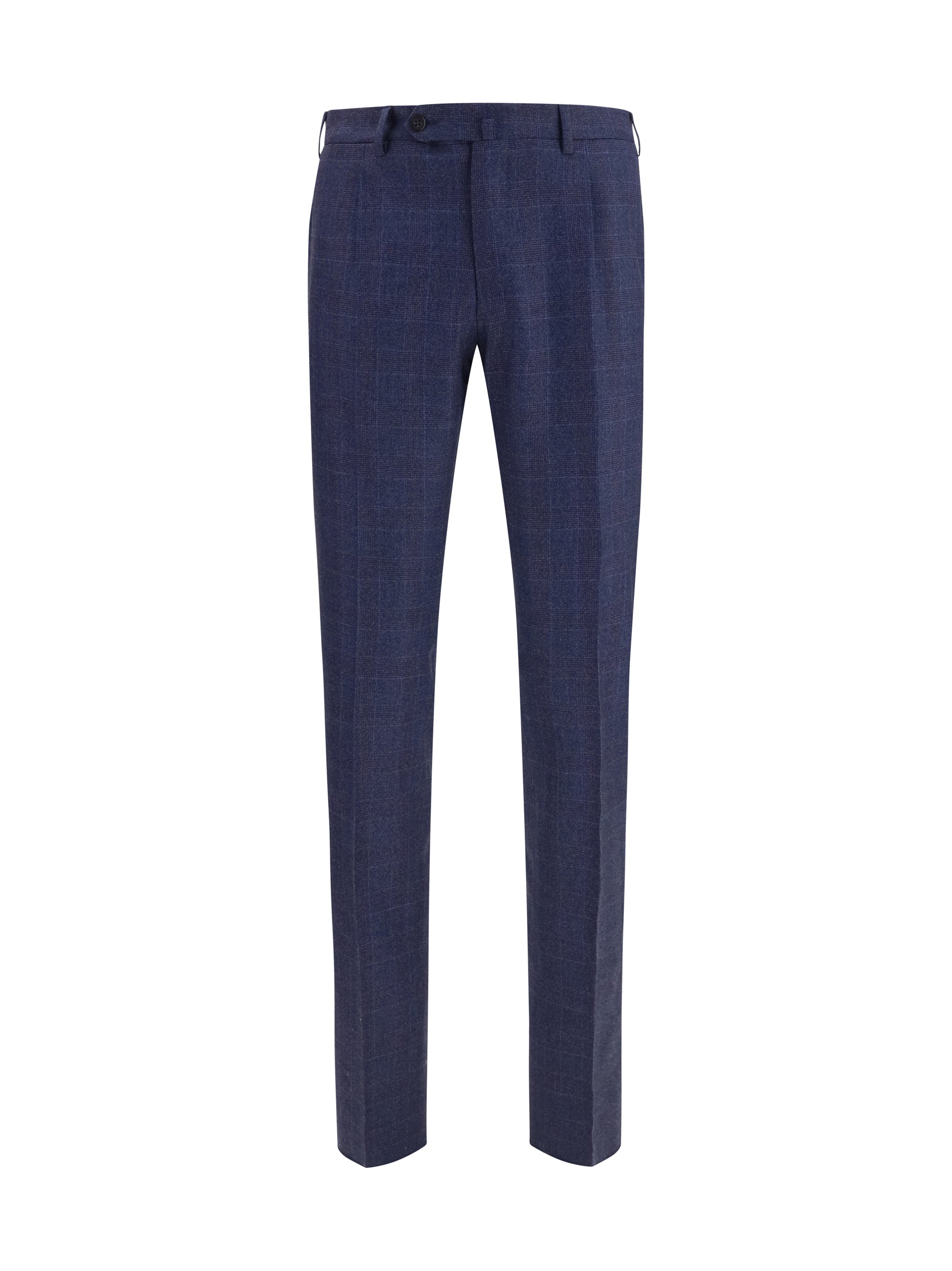 Germano 1952 Tone-on-Tone Checked Wool Trousers — Blue, view 3