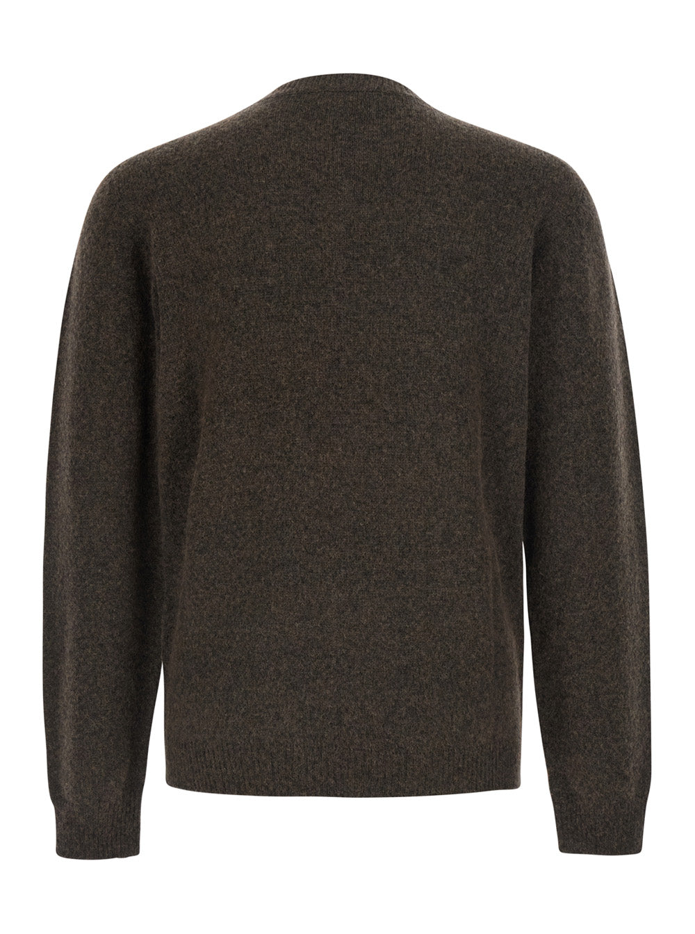 Roberto Collina Virgin Wool and Camel Wool Blend Sweater — Brown, view 2
