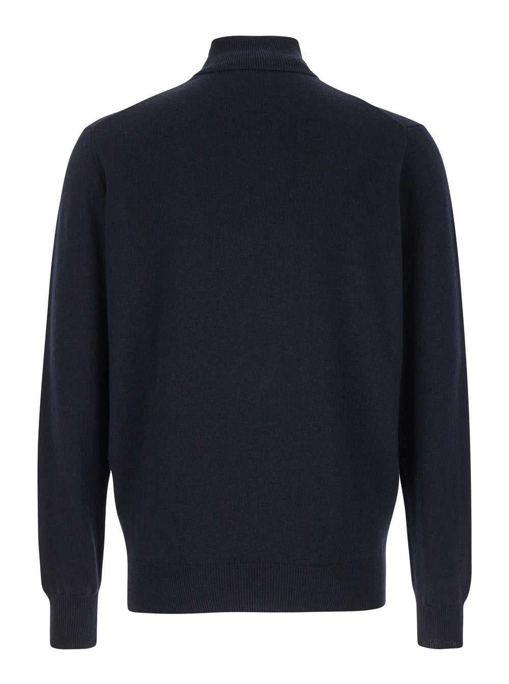 Leplain Merino Wool Blend Turtleneck Sweater — Navy, view 2