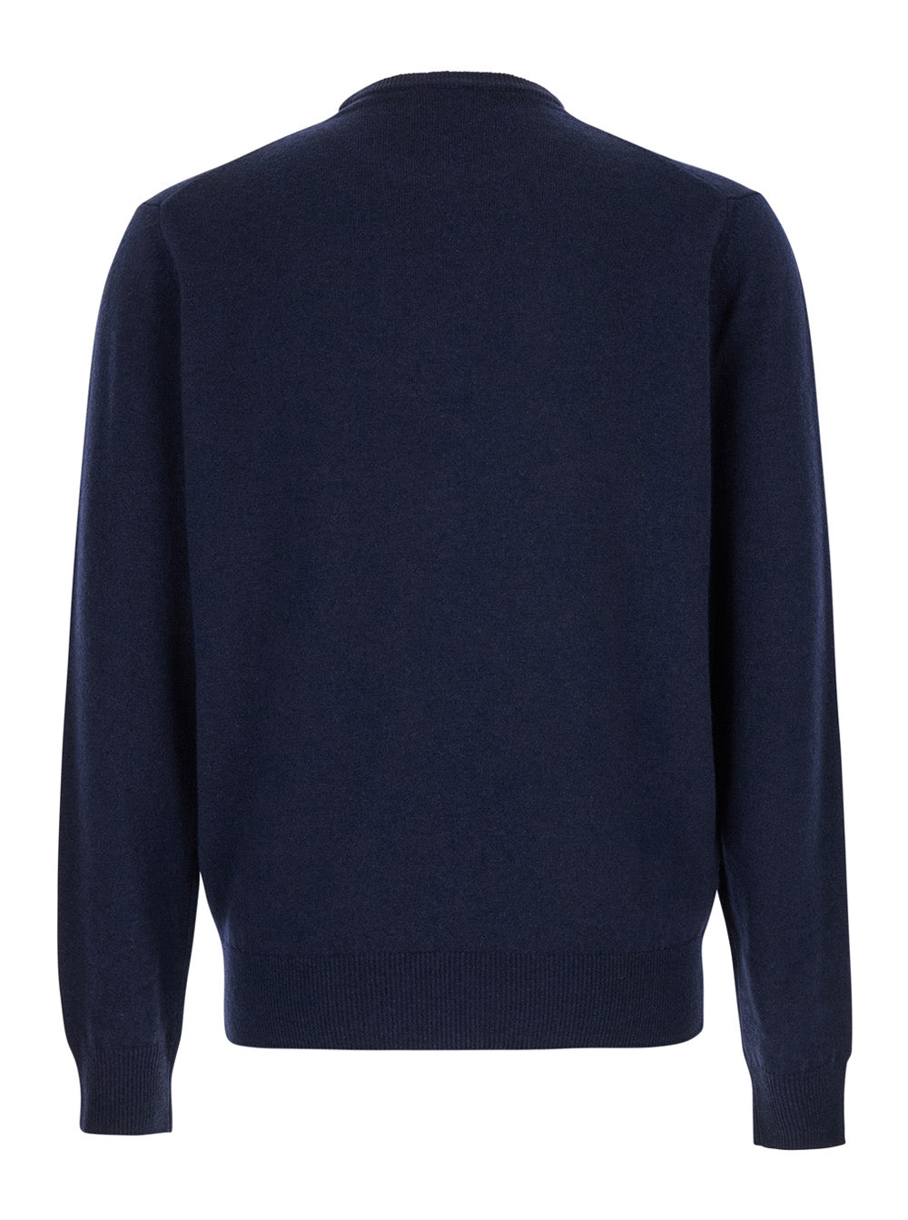 Leplain Merino Wool Blend Crewneck Sweater — Navy, view 2