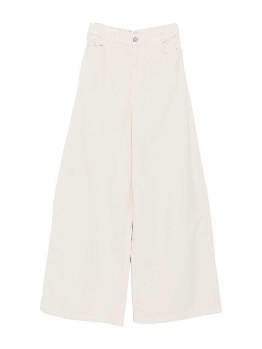 Alysi Wide-Leg Corduroy Trousers — White by Alysi