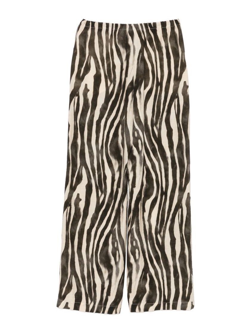 Alysi Zebra-Print Trousers — Black, view 2