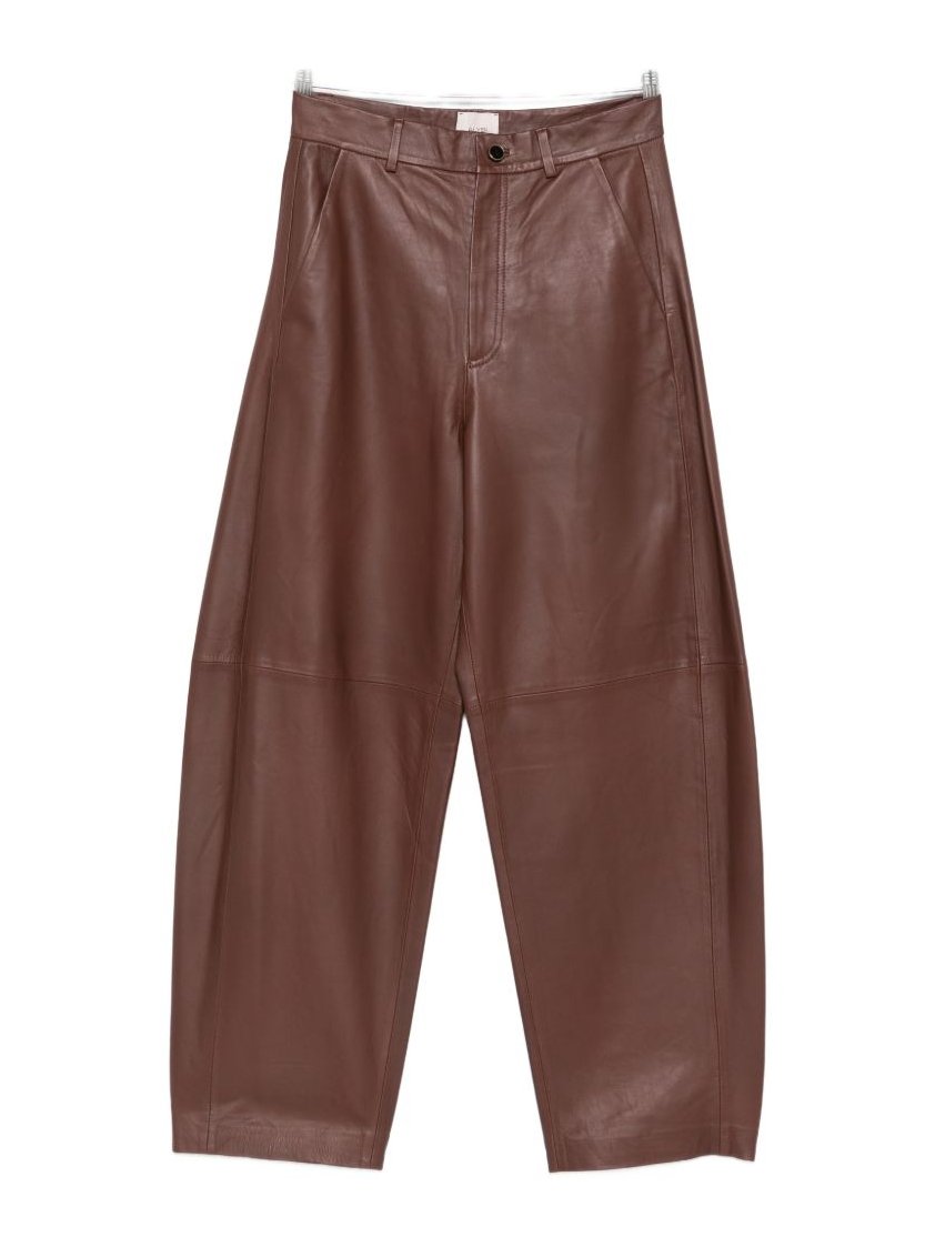 Alysi Leather Barrel Trousers — Brown by Alysi