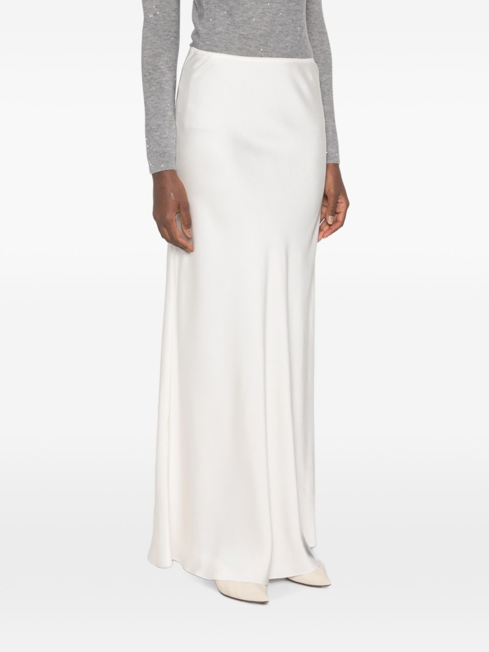 Fabiana Filippi Satin Flared Skirt — White, view 3