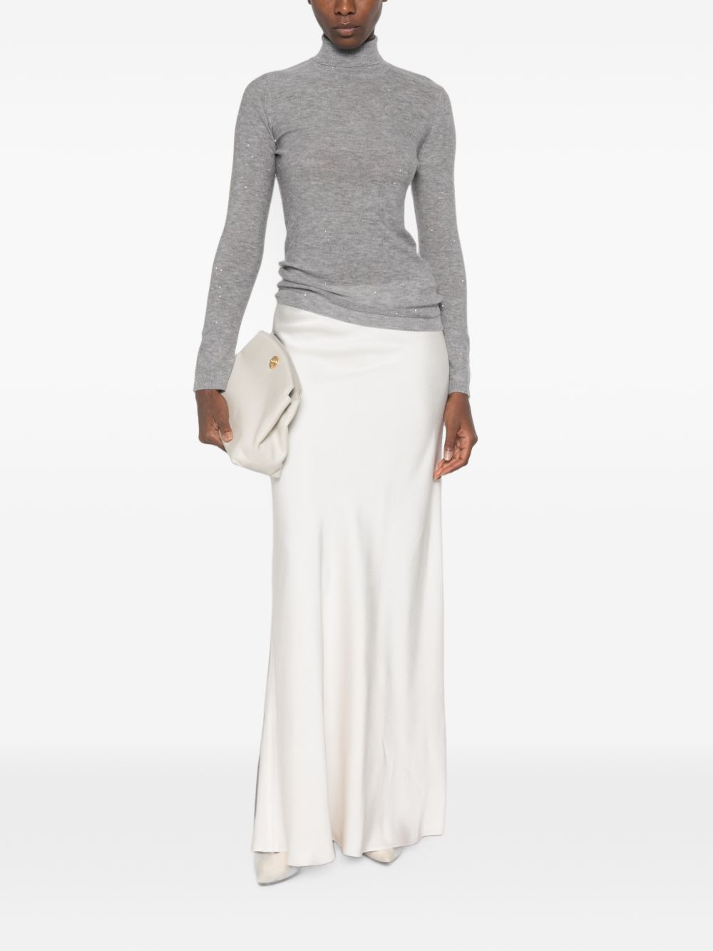 Fabiana Filippi Satin Flared Skirt — White, view 4