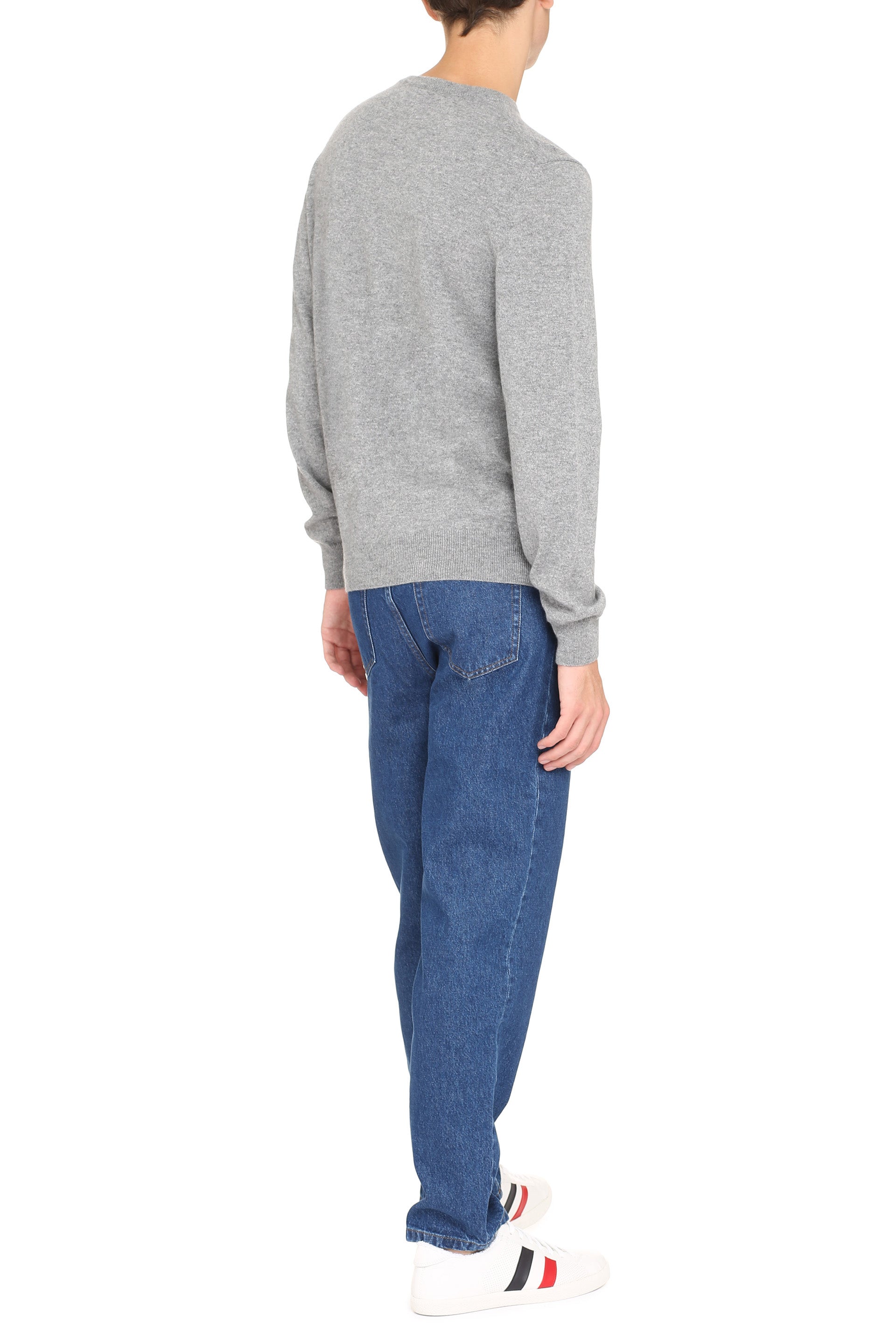 The Alphabet Cashmere Knit Sweater — Gray, view 4