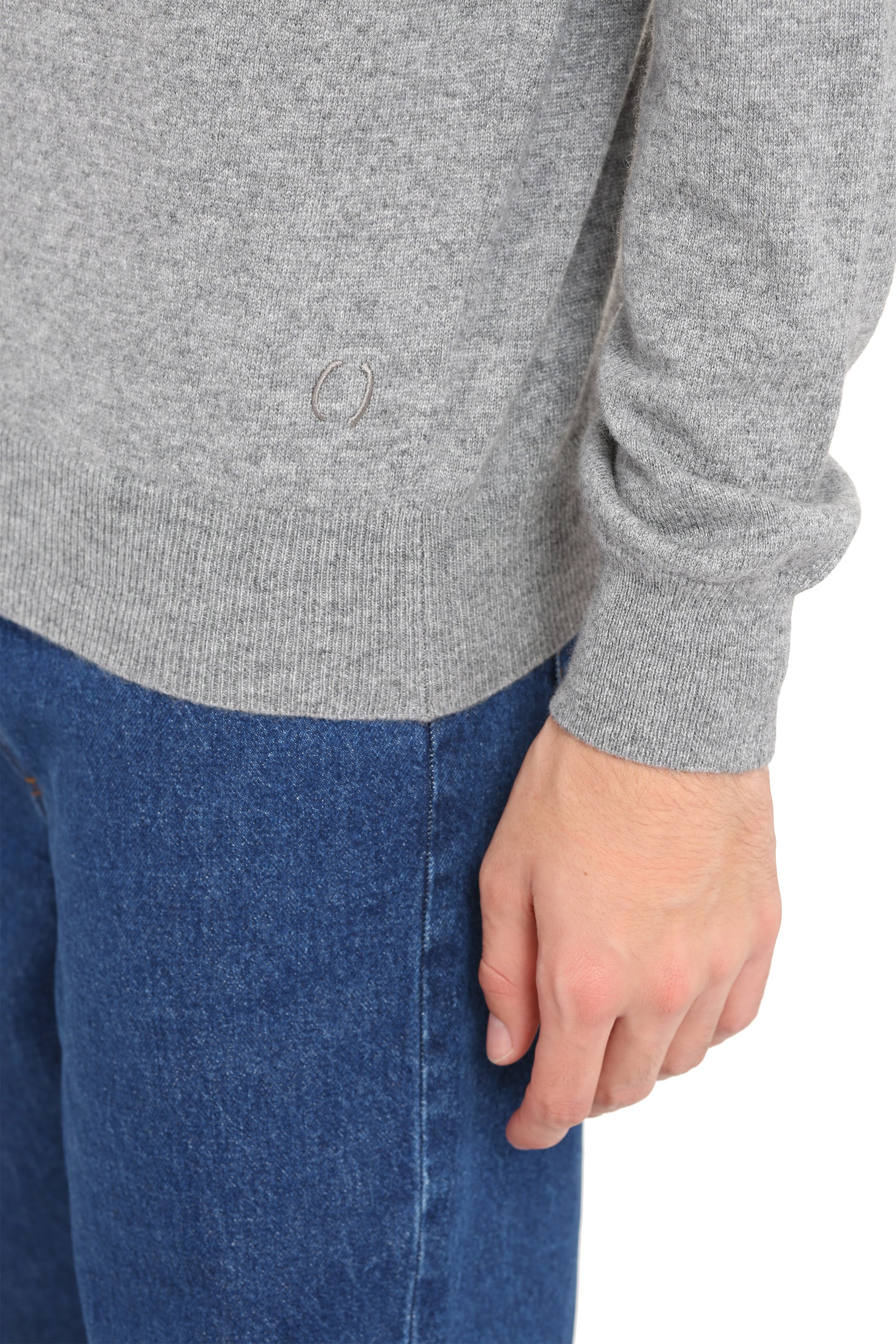 The Alphabet Cashmere Knit Sweater — Gray, view 5