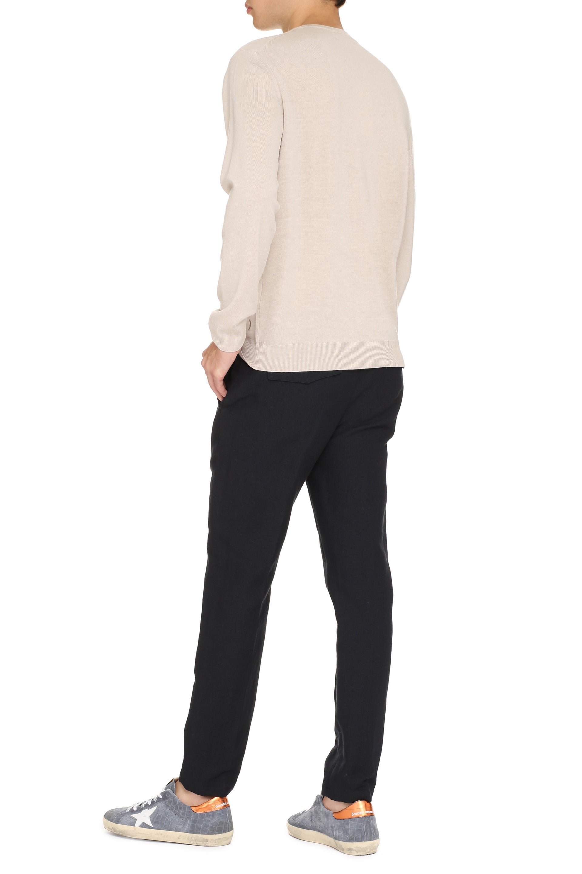 The Alphabet Extra-Fine Wool Crew-Neck Sweater — Taupe, view 4