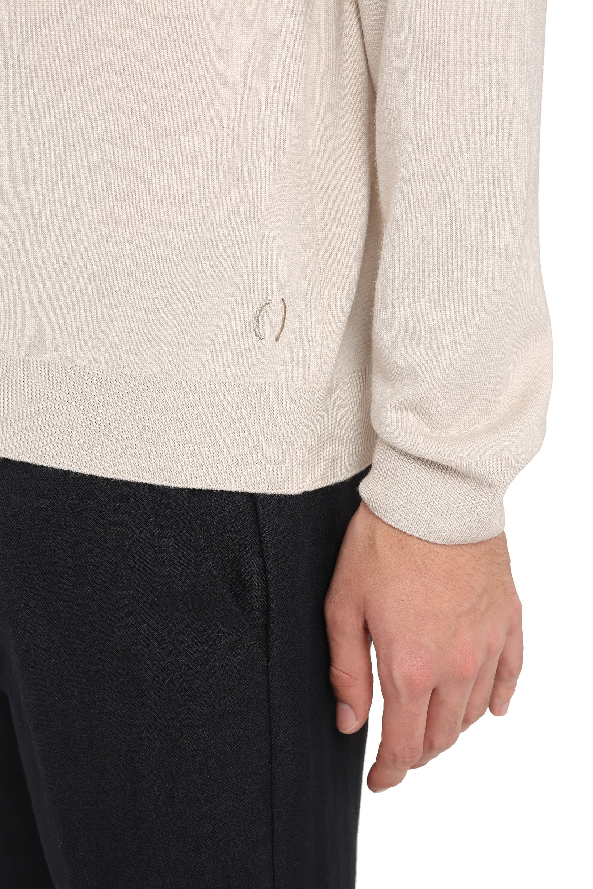 The Alphabet Extra-Fine Wool Crew-Neck Sweater — Taupe, view 5