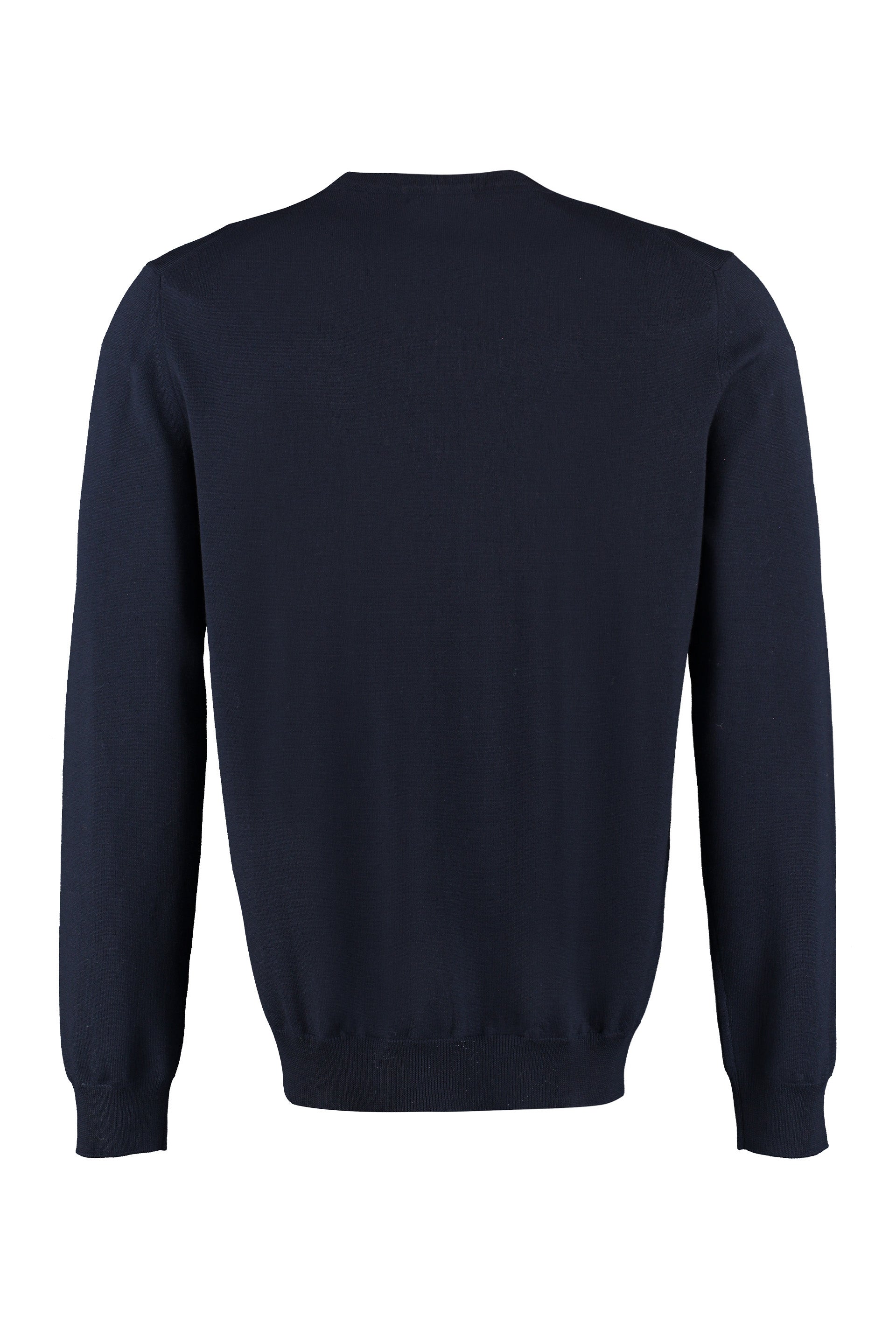 The Alphabet Fine-Gauge Wool Sweater — Blue, view 2