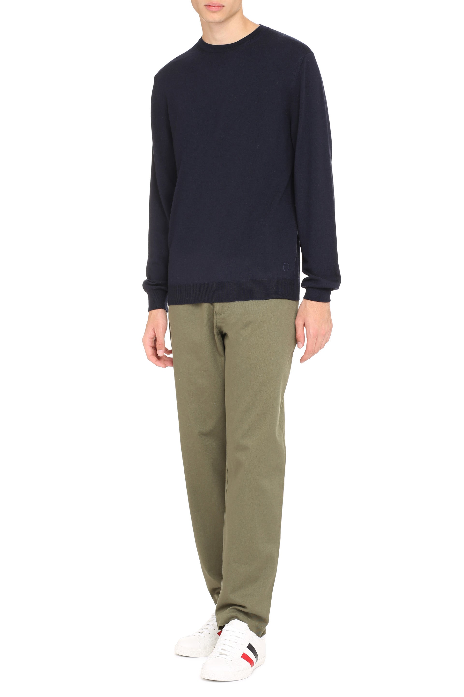 The Alphabet Fine-Gauge Wool Sweater — Blue, view 3