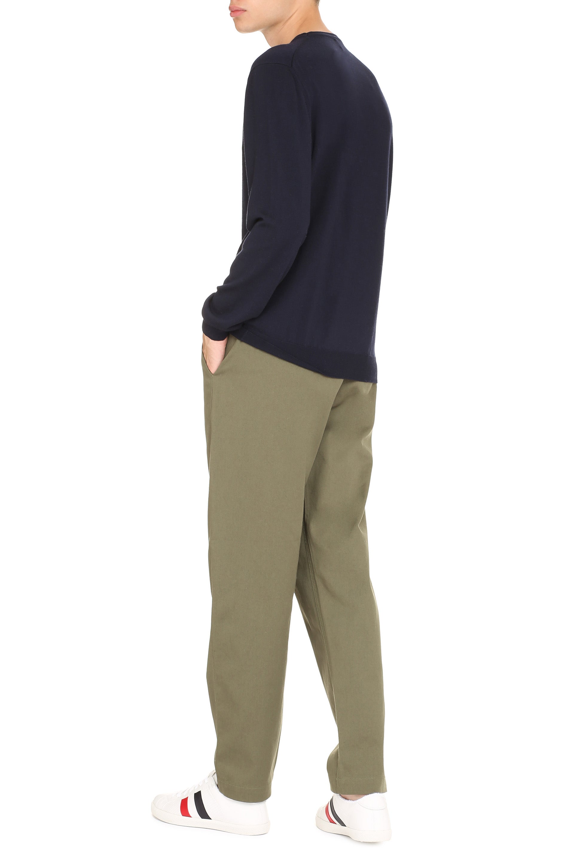 The Alphabet Fine-Gauge Wool Sweater — Blue, view 4